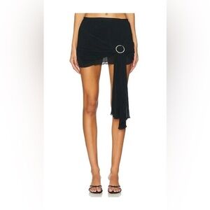 Lioness Black Asymmetrical Skirt with Ring Detail
